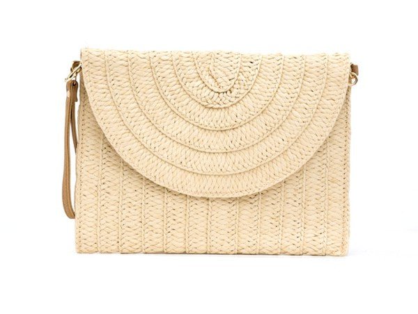 Straw Foldover Convertible Clutch Global Village Kailua Boutique