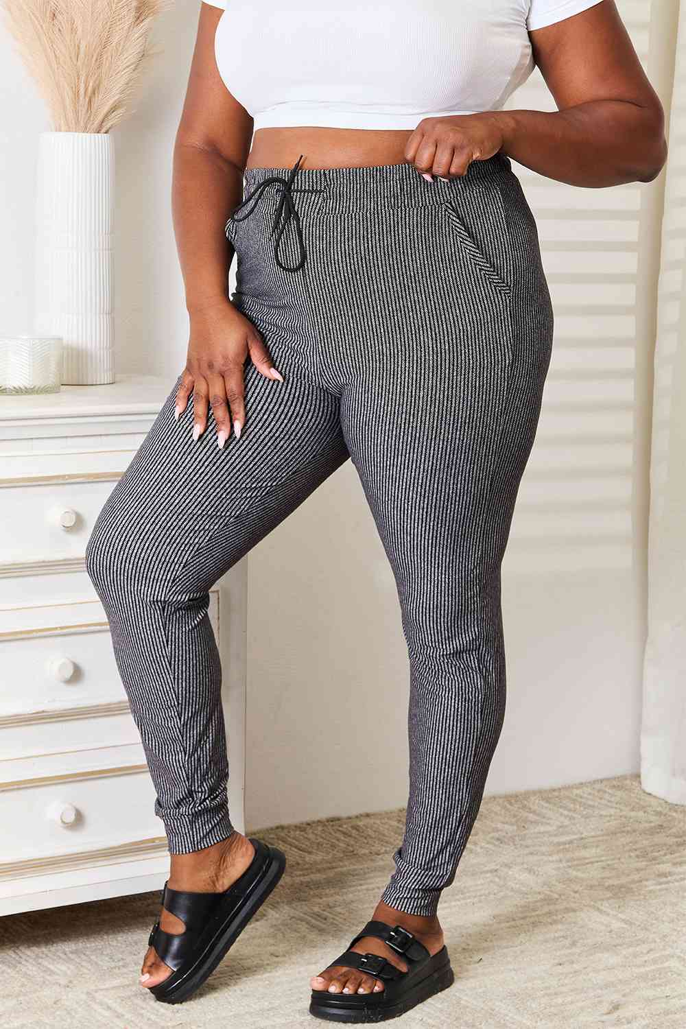 Striped Slim Fit Joggers - Global Village Kailua Boutique
