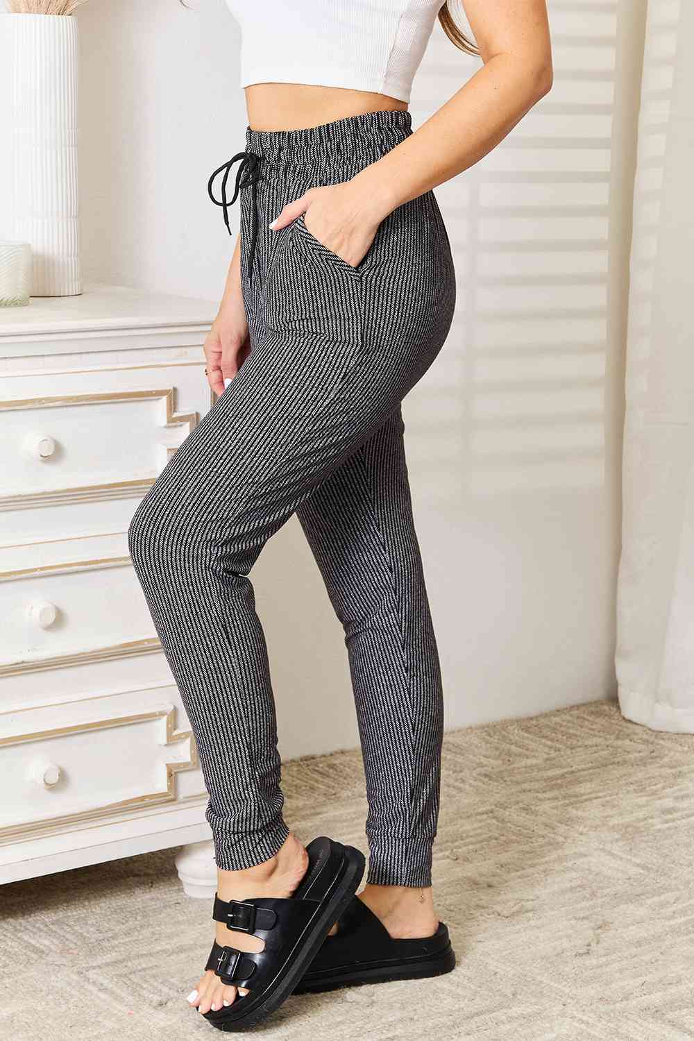 Striped Slim Fit Joggers - Global Village Kailua Boutique