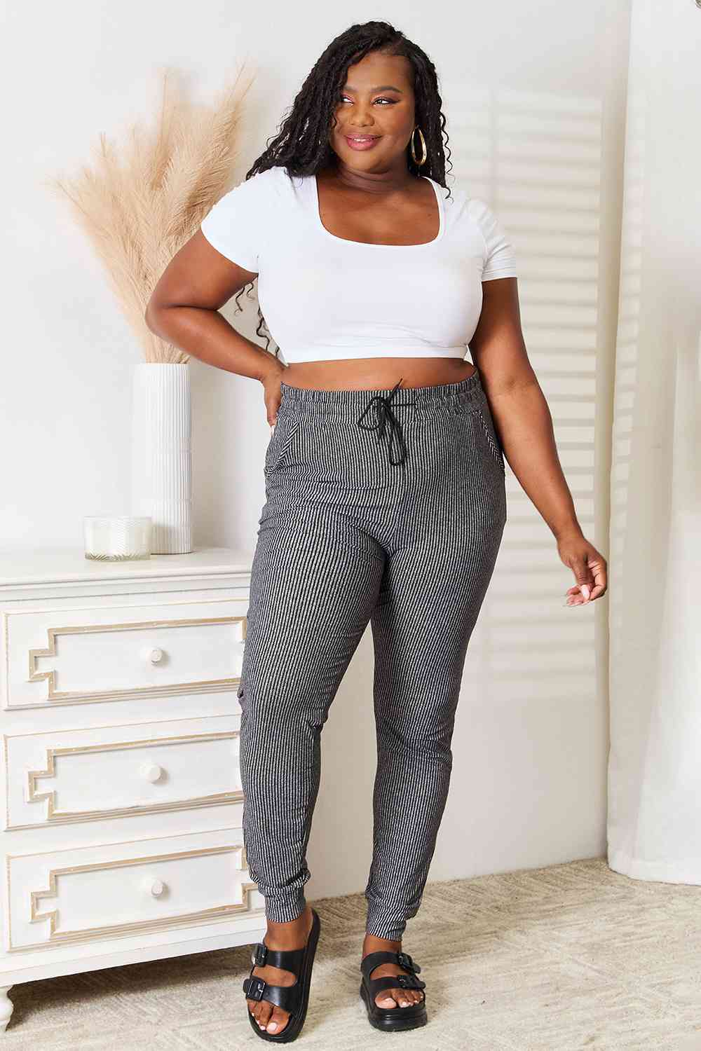 Striped Slim Fit Joggers - Global Village Kailua Boutique