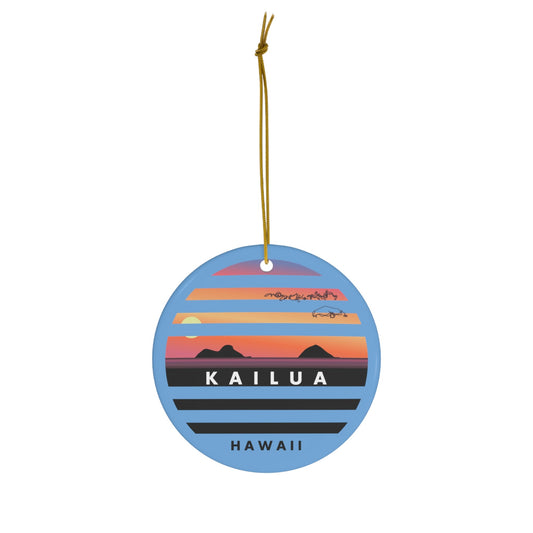 Stripes Mokulua Ceramic Ornament Circle - Global Village Kailua Boutique