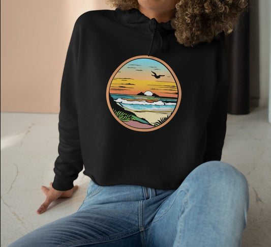 Summer Sunrise Womenʻs Crop Hoodie - Global Village Kailua Boutique