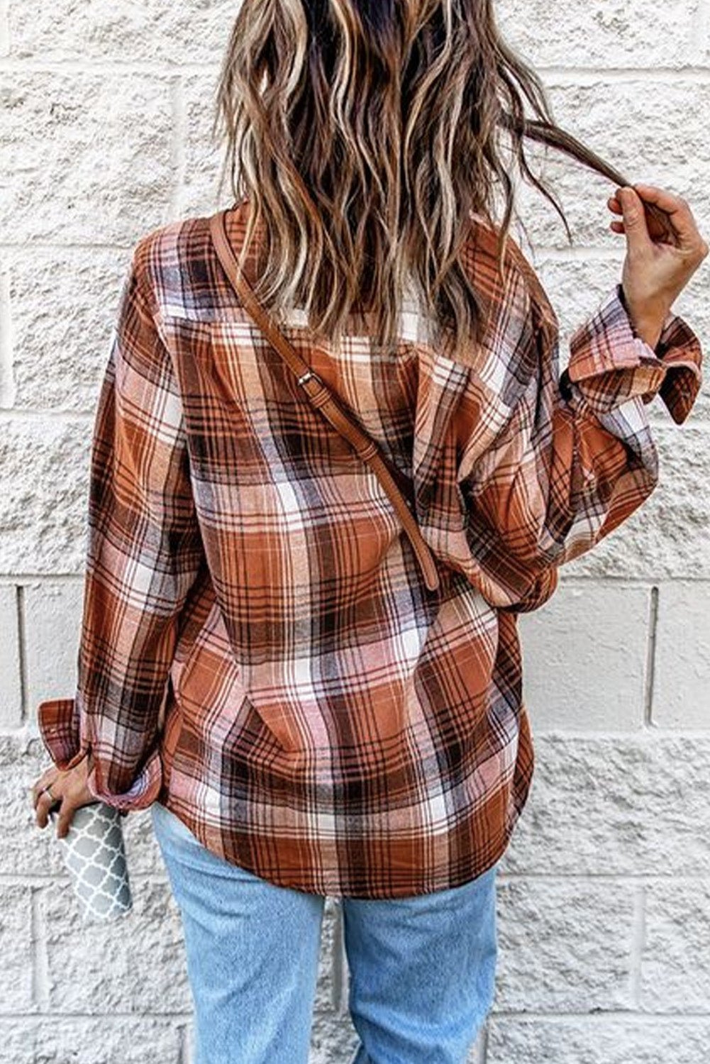 Terracotta Plaid Long Sleeve Shirt - Global Village Kailua Boutique