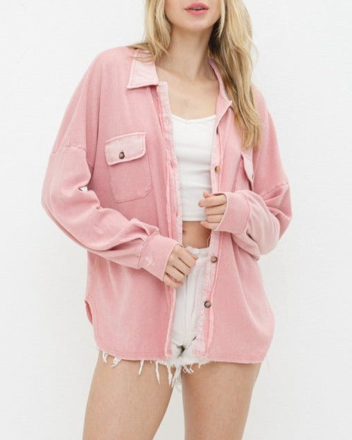Textured Knit Shirt Jacket - Global Village Kailua Boutique