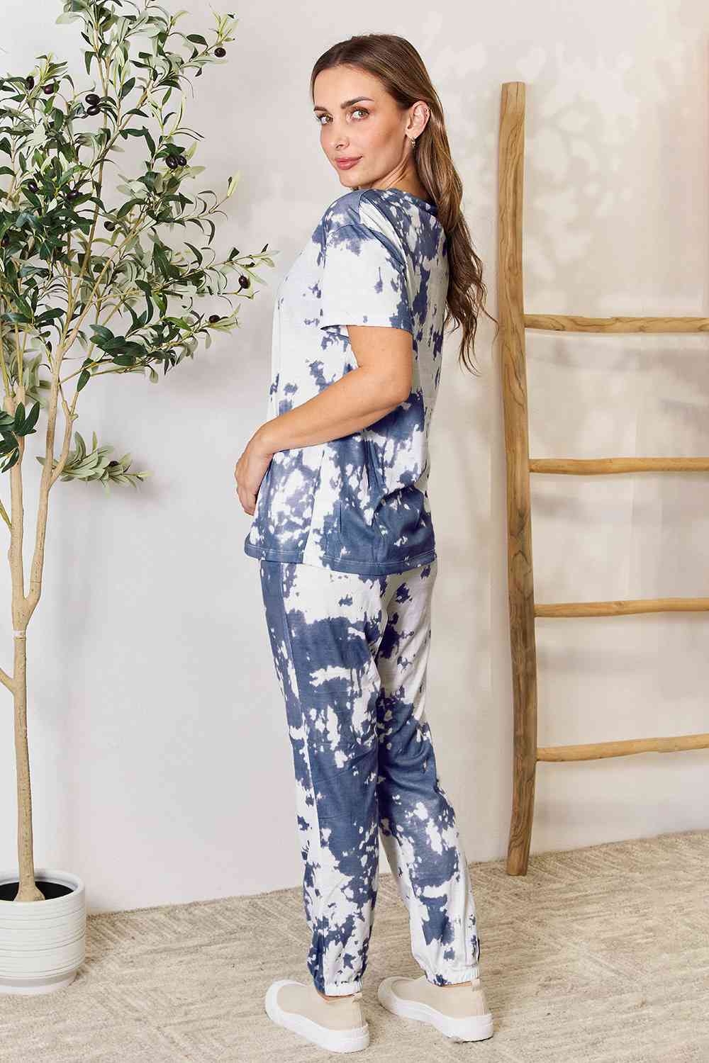 Tie-Dye Tee and Drawstring Waist Joggers Lounge Set - Global Village Kailua Boutique