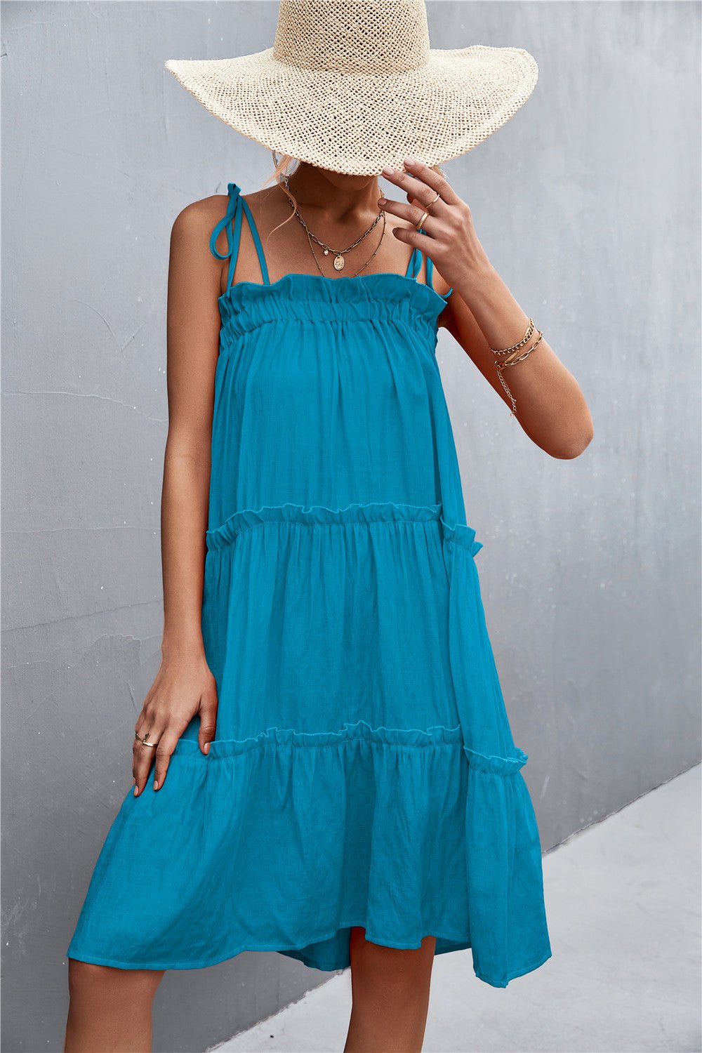 Tie-Shoulder Summer Dress Global Village Kailua Azure / M