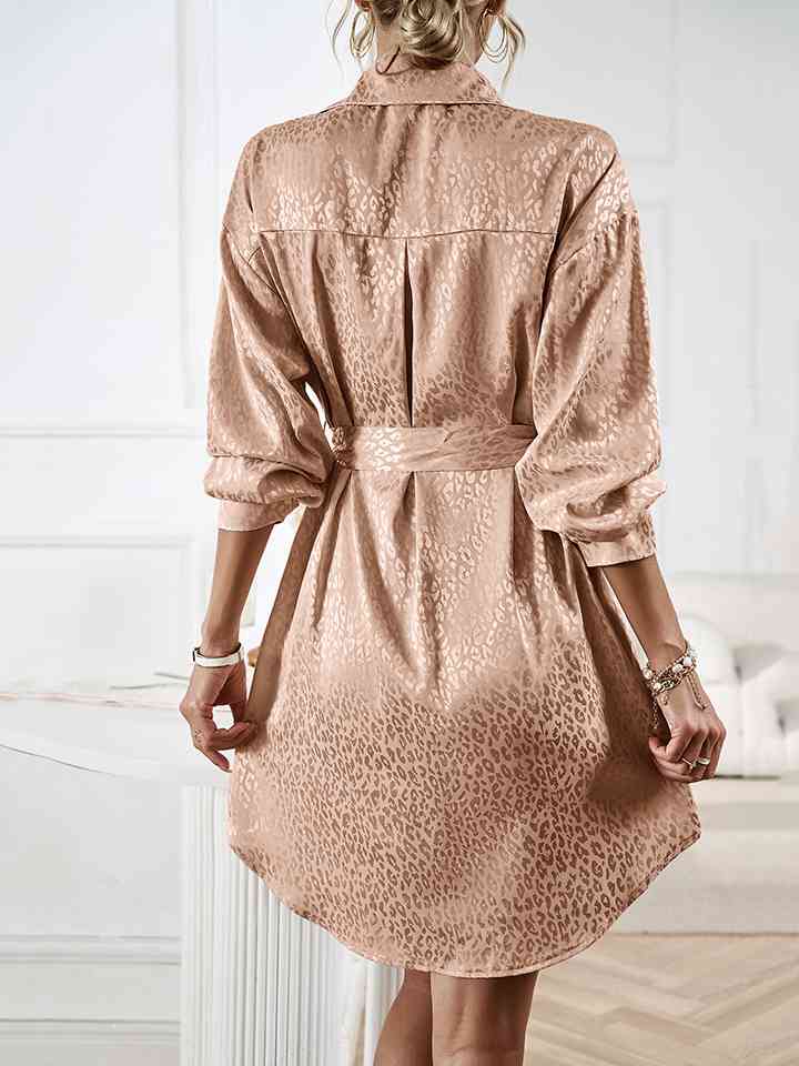 Tie Waist Collared Neck Midi Dress - Global Village Kailua Boutique
