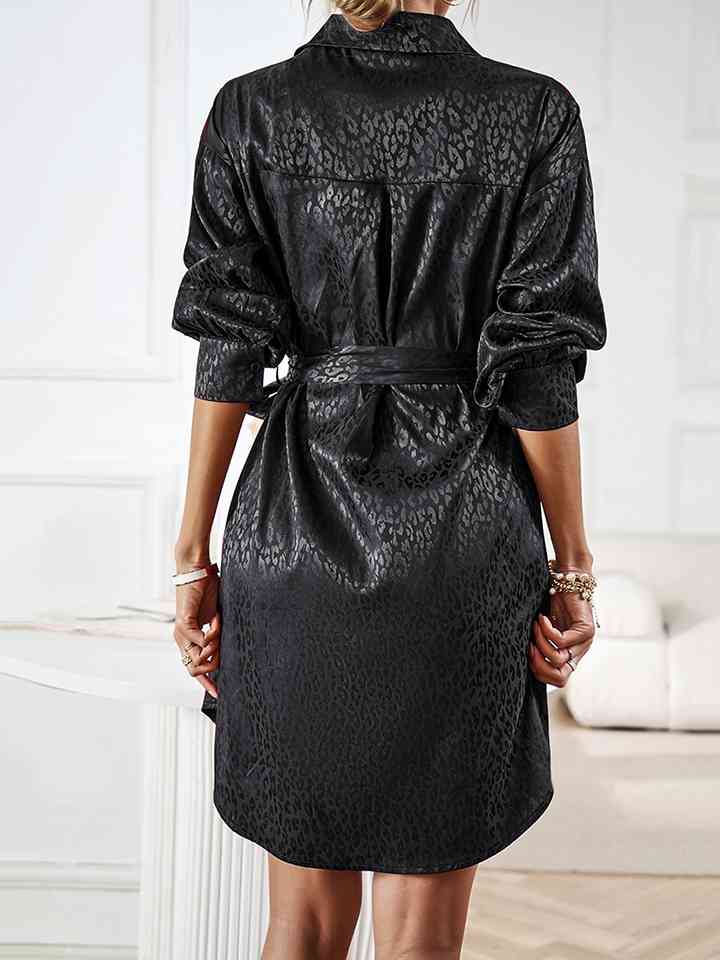 Tie Waist Collared Neck Midi Dress - Global Village Kailua Boutique