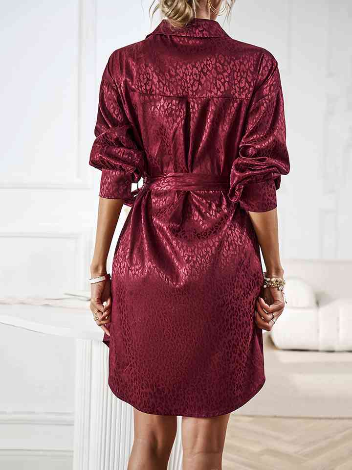 Tie Waist Collared Neck Midi Dress - Global Village Kailua Boutique