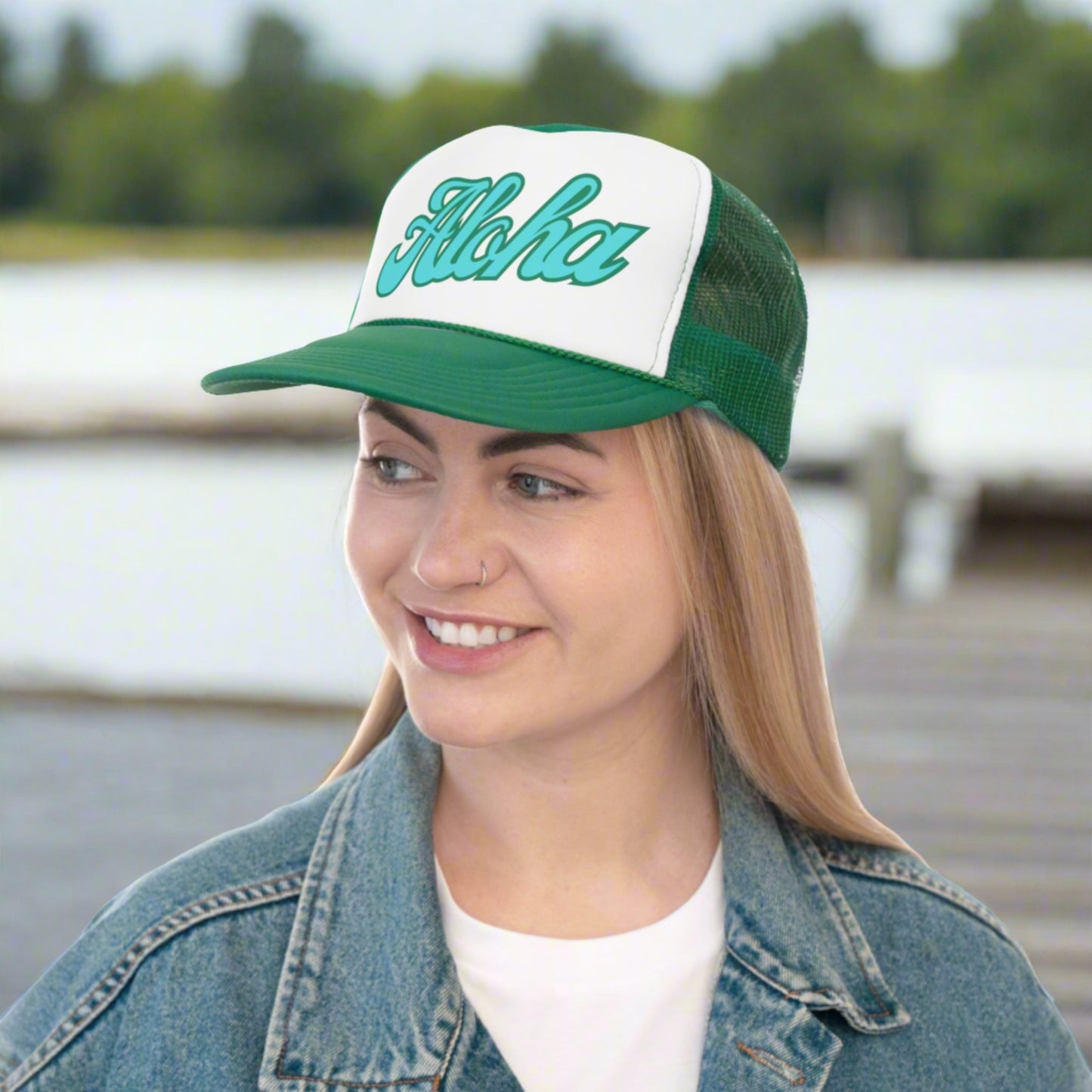 Trucker Cap Aloha Vintage Script - Global Village Kailua Boutique