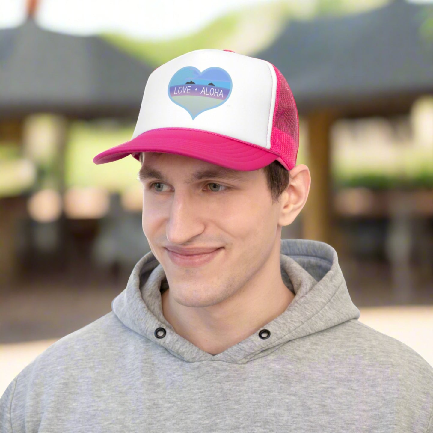 Trucker Cap Love + Aloha - Global Village Kailua Boutique