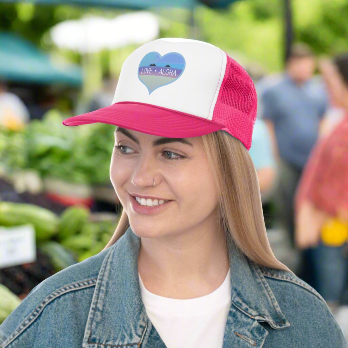 Trucker Cap Love + Aloha - Global Village Kailua Boutique