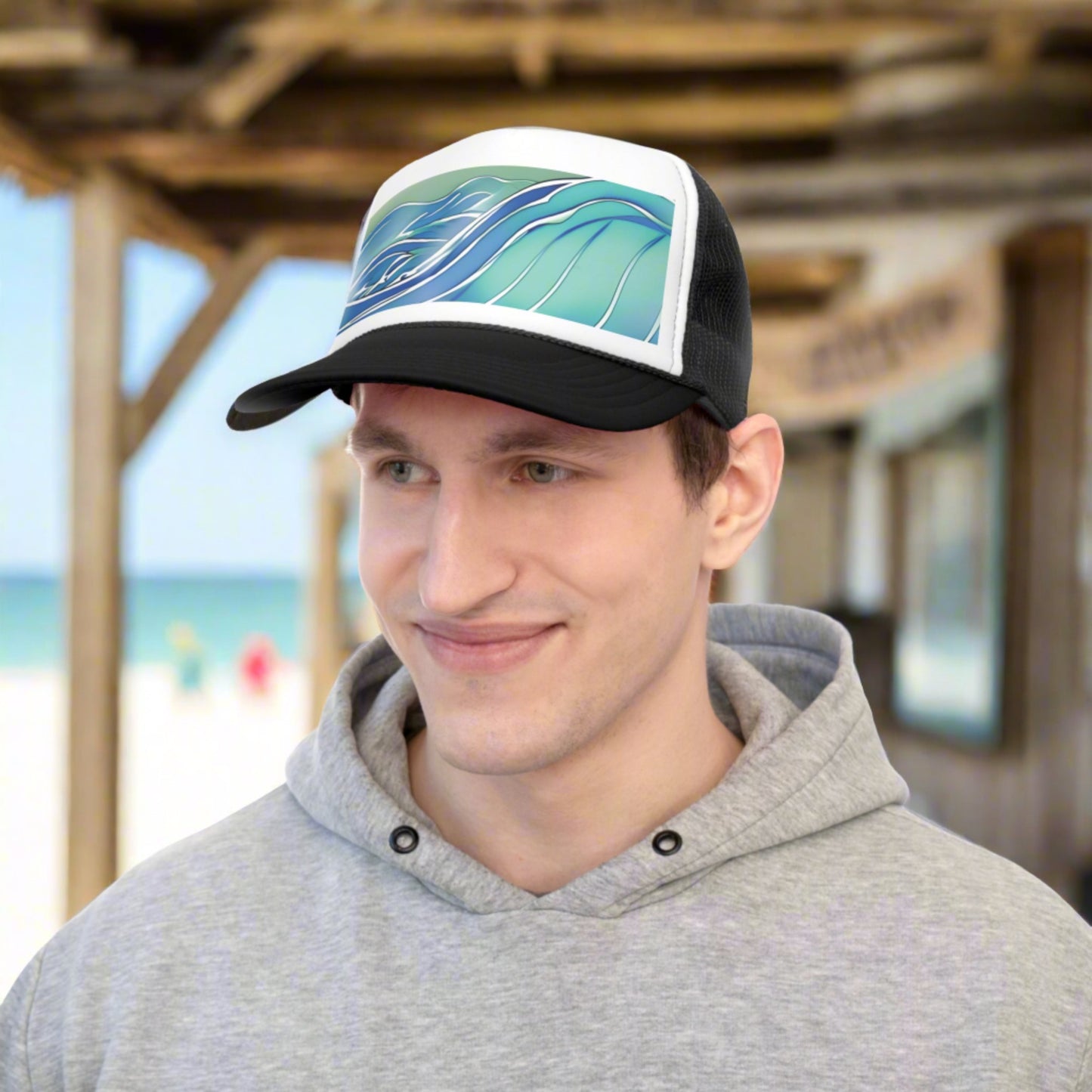 Trucker Cap Watercolor Wave - Global Village Kailua Boutique