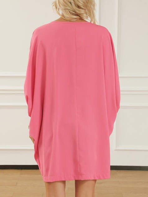 V-Neck Batwing Sleeve Mini Dress - Global Village Kailua Boutique