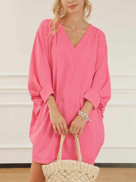 V-Neck Batwing Sleeve Mini Dress - Global Village Kailua Boutique