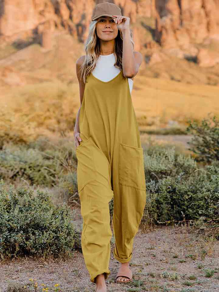 V-Neck Jumpsuit with Pockets Global Village Kailua Boutique