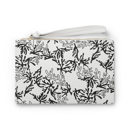 Vegan Clutch Bag Coral Black & White - Global Village Kailua Boutique
