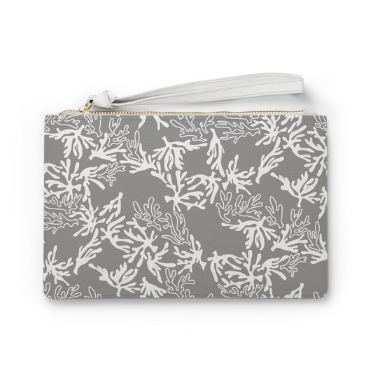 Vegan Clutch Bag Coral Sharkskin Grey - Global Village Kailua Boutique