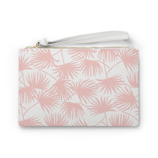 Vegan Clutch Bag Fan Palm Light Pink - Global Village Kailua Boutique