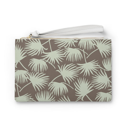 Vegan Clutch Bag Fan Palm Mint Mocha - Global Village Kailua Boutique