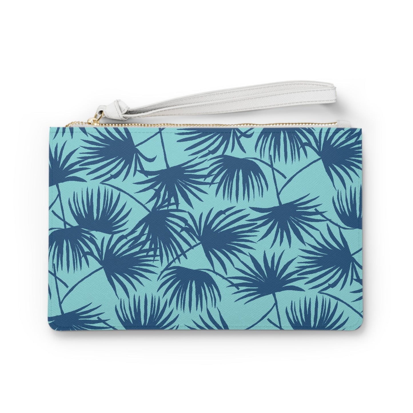 Vegan Clutch Bag Fan Palm Ocean Blues - Global Village Kailua Boutique