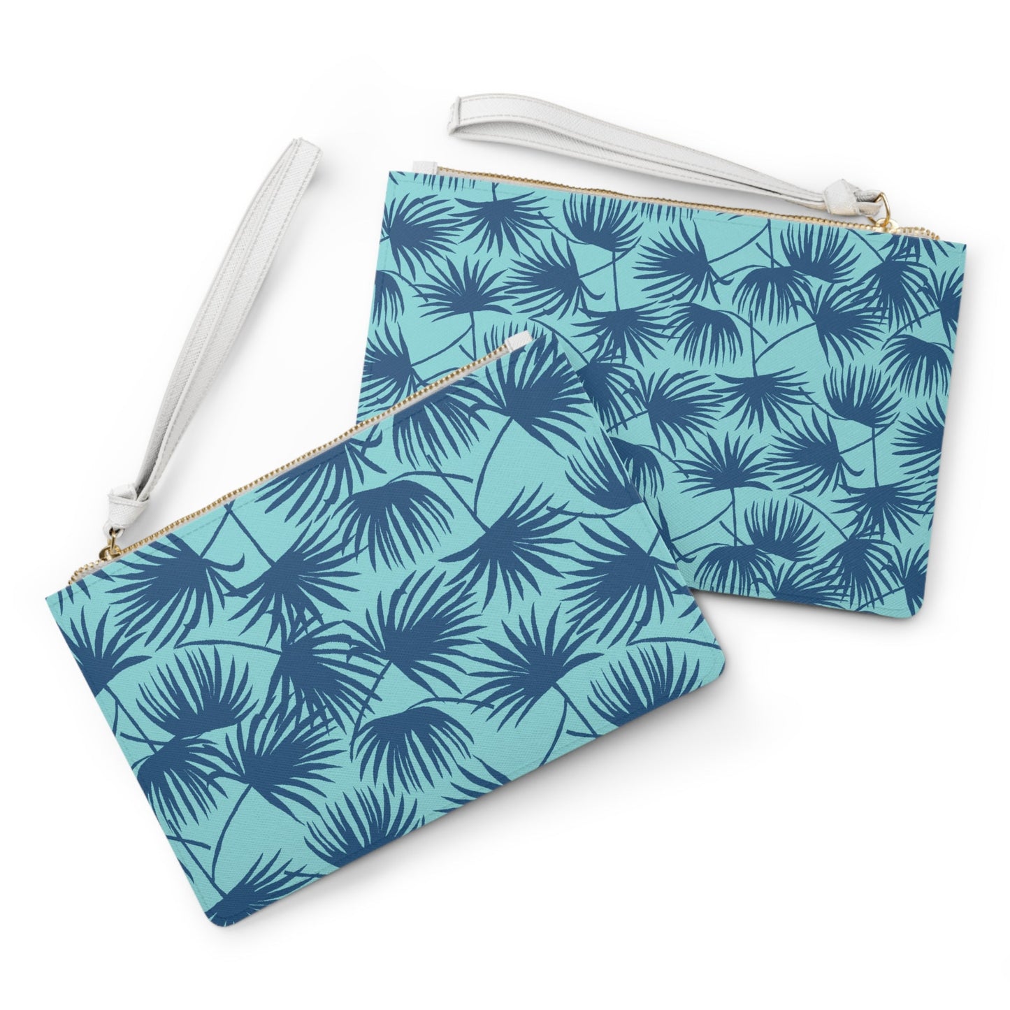 Vegan Clutch Bag Fan Palm Ocean Blues - Global Village Kailua Boutique
