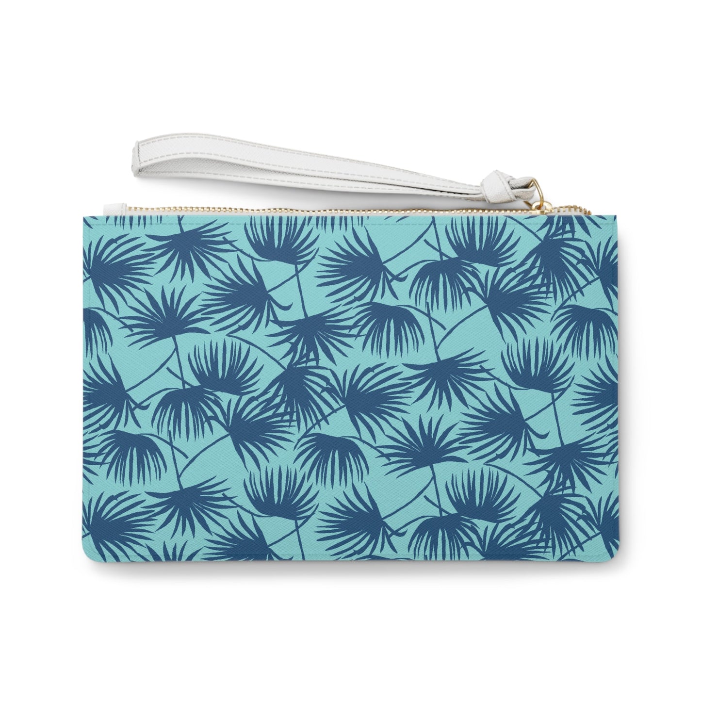 Vegan Clutch Bag Fan Palm Ocean Blues - Global Village Kailua Boutique