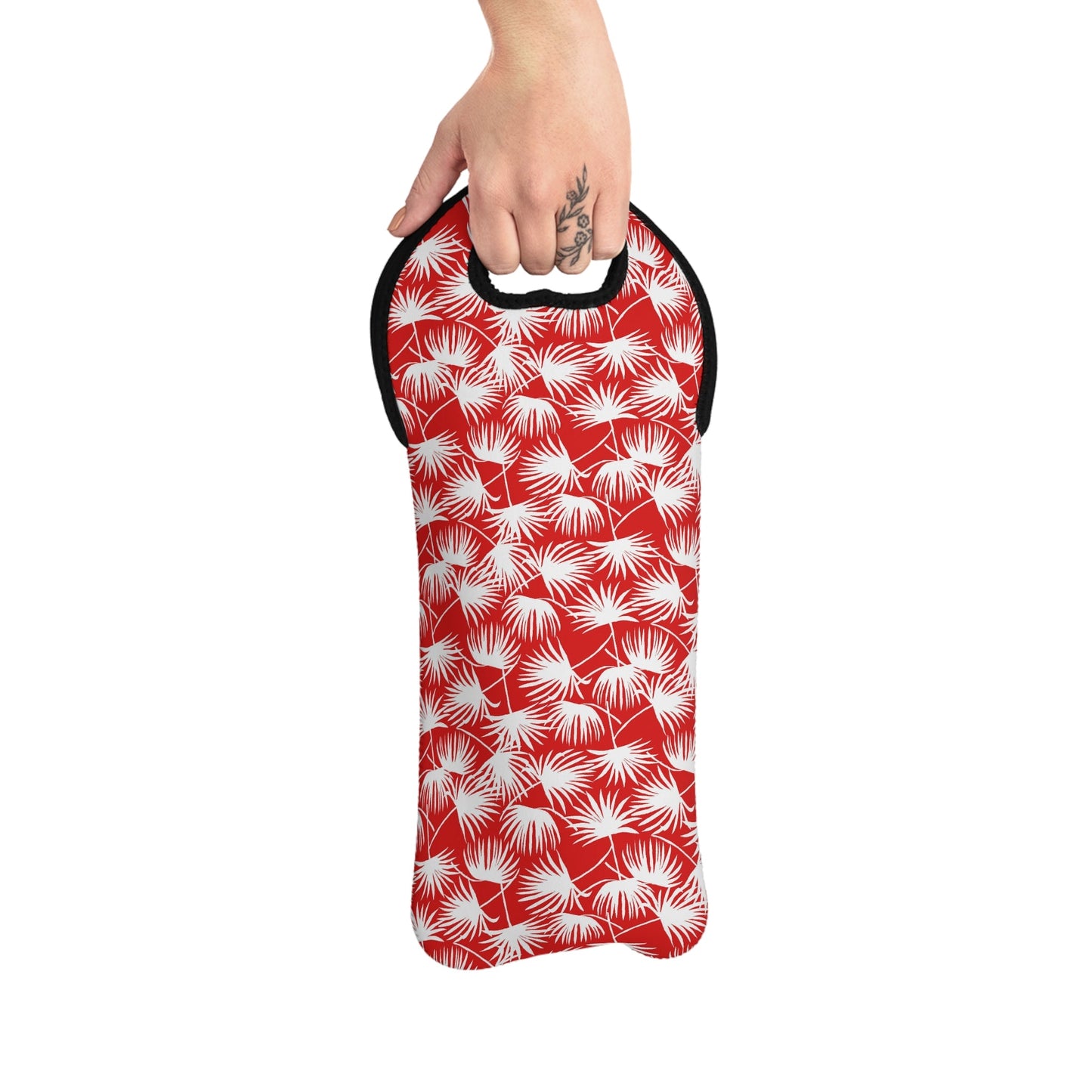 Wine Tote Bag Fan Palm Red - Global Village Kailua Boutique