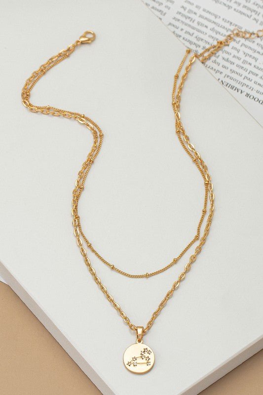 zodiac sign pendant necklace with rhinestones - Global Village Kailua Boutique