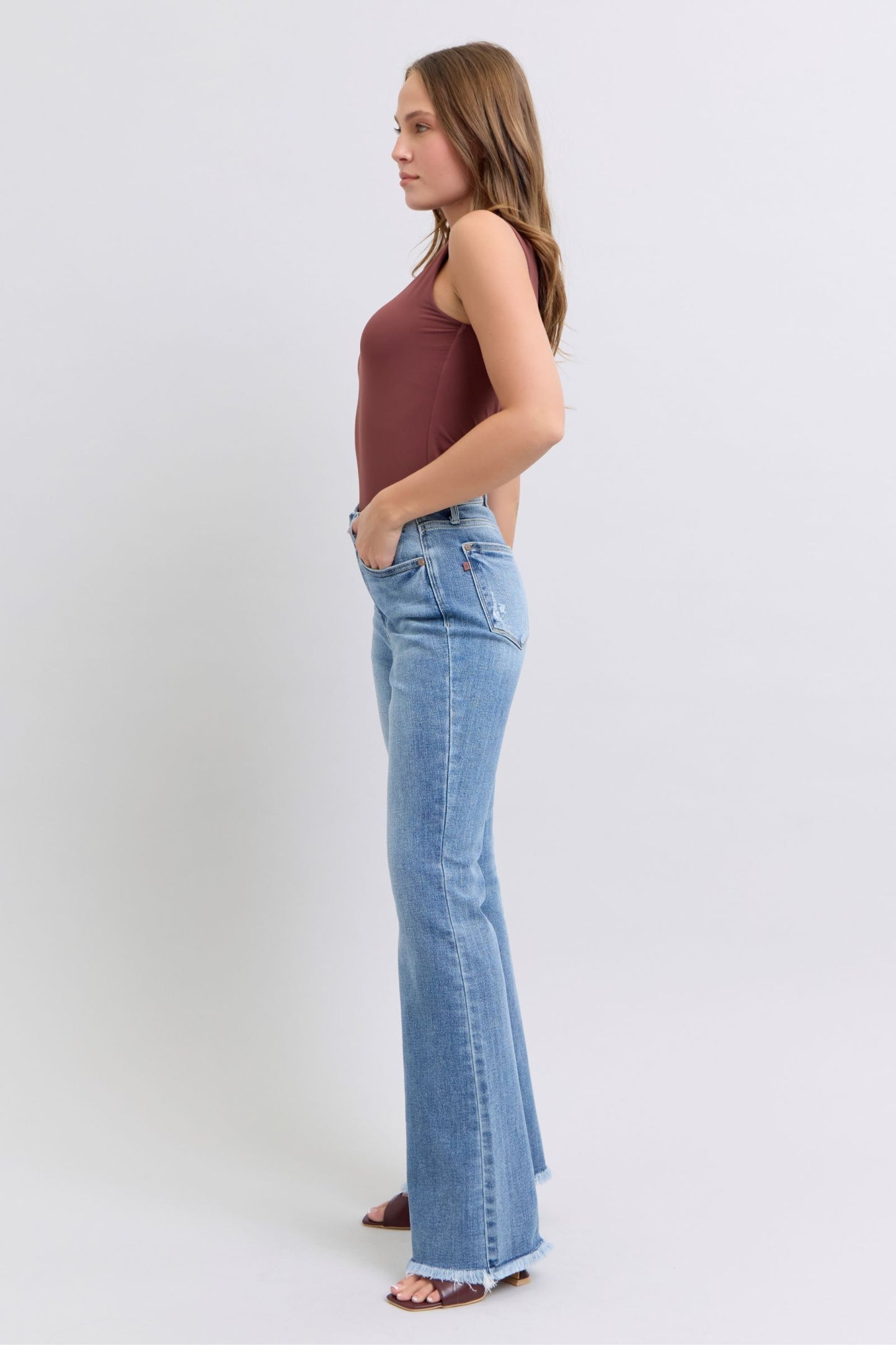 Judy Blue Raw Hem High Rise Bootcut Jeans