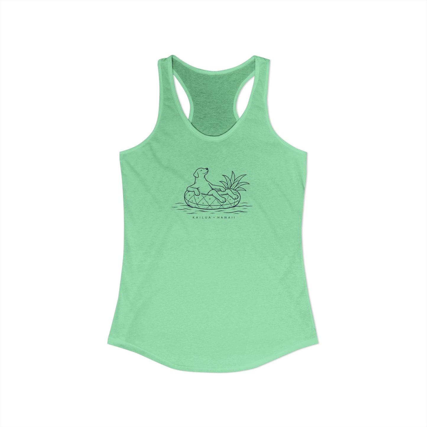 Green tank top with a logo on a white background