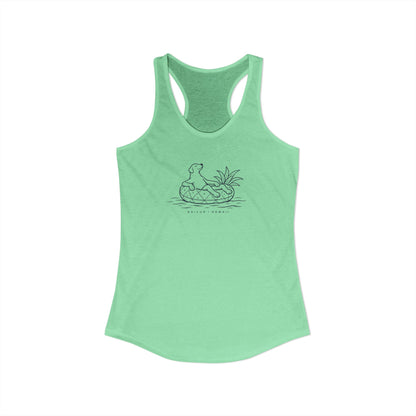 Green tank top with a logo on a white background