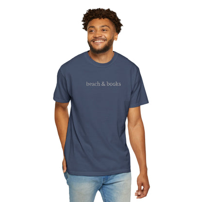 Beach & Books Embroidered Tee – Comfort Colors Unisex T-Shirt