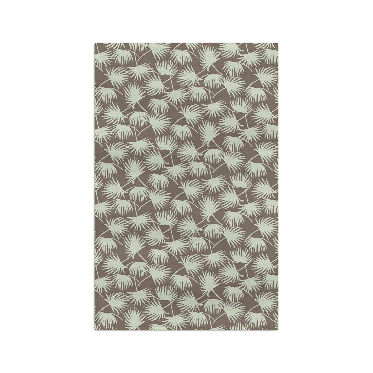 Fan Palm Mocha Mint kitchen towel with mint tropical palm print by Global Village Kailua