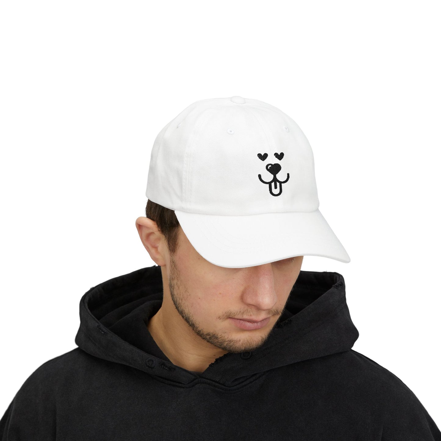 Dad Cap Embroidered Heart Eyes Dog