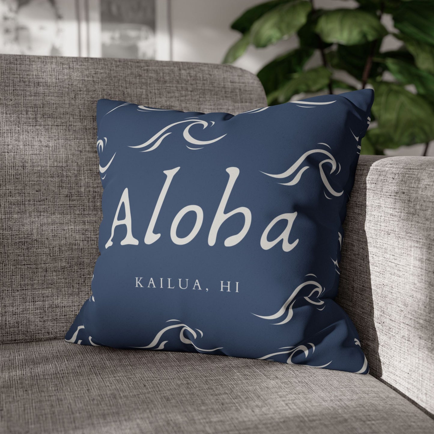 Aloha Wave Faux Suede Throw Pillow Cover | Island-Inspired Accent Pillow