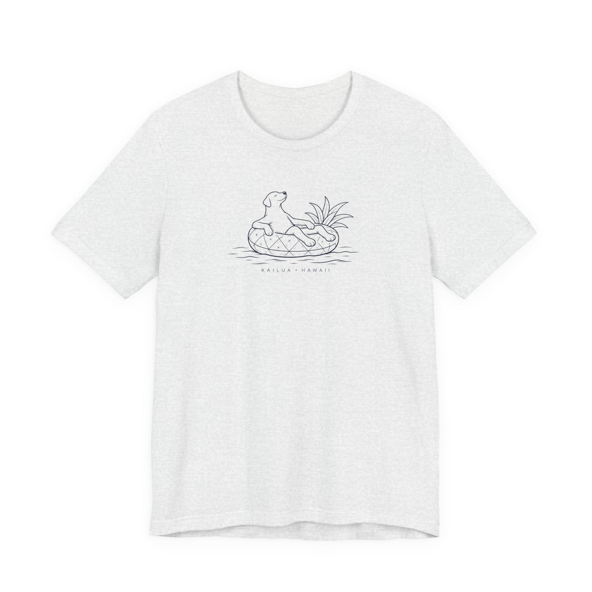 White t-shirt with a black graphic design on a white background