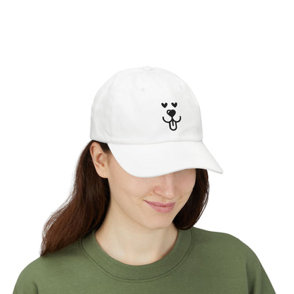 Dad Cap Embroidered Heart Eyes Dog