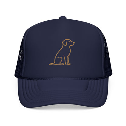 Embroidered Dog Trucker Hat | Minimal Line Art Cap