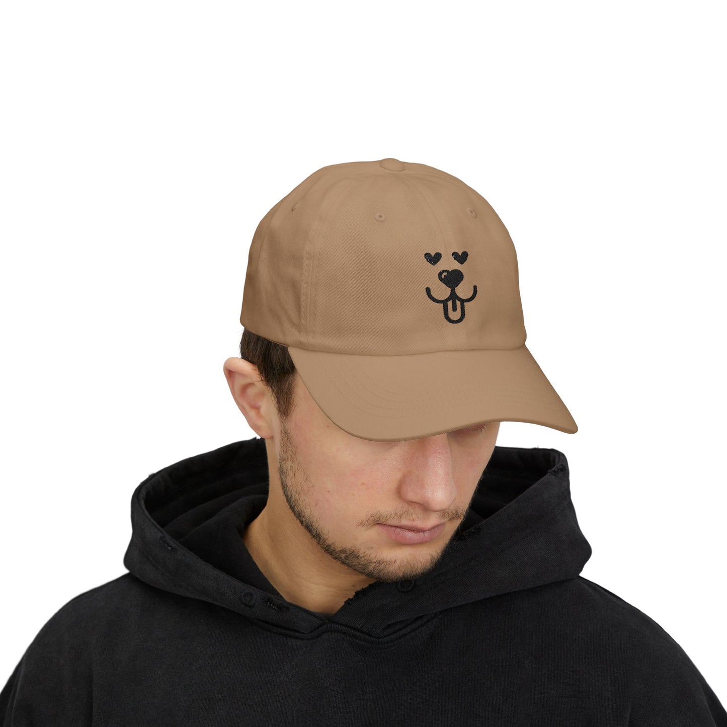 Dad Cap Embroidered Heart Eyes Dog