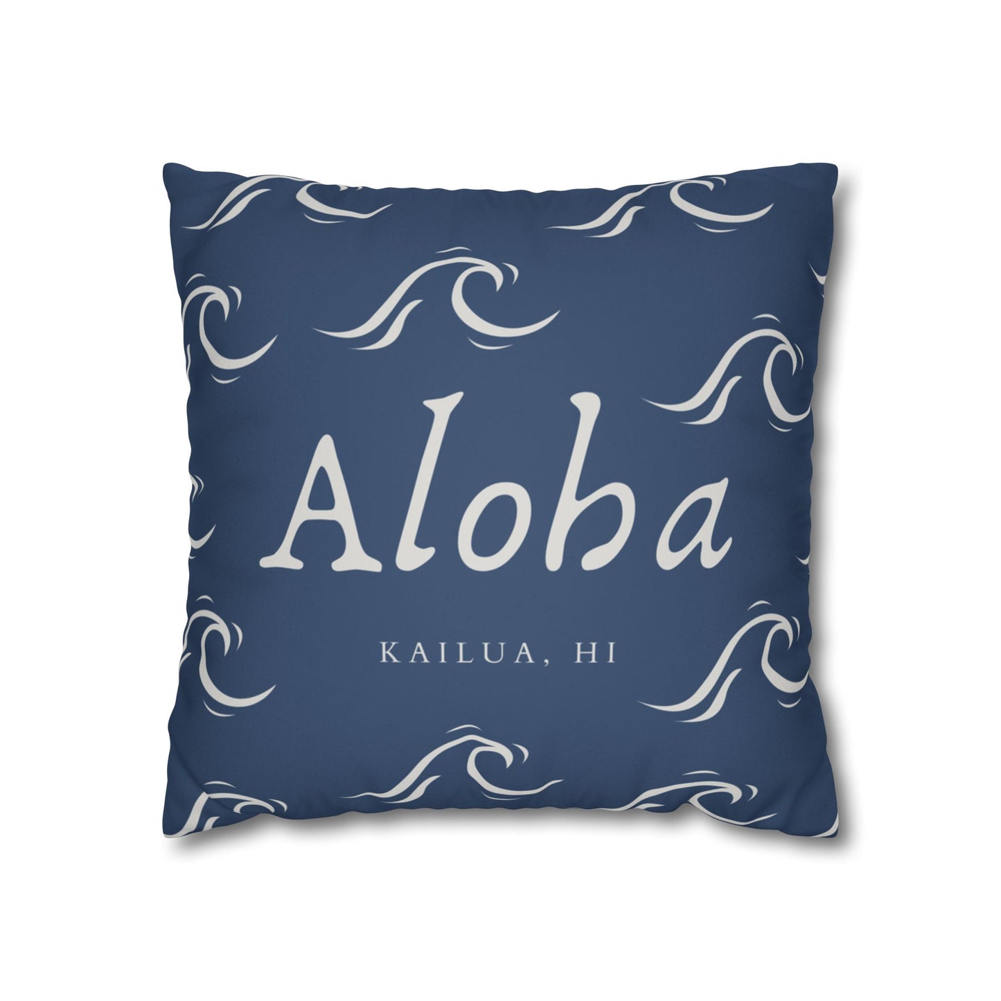 Aloha Wave Faux Suede Throw Pillow Cover | Island-Inspired Accent Pillow