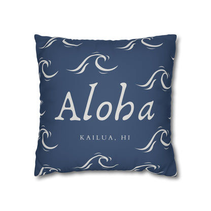 Aloha Wave Faux Suede Throw Pillow Cover | Island-Inspired Accent Pillow