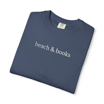 Beach & Books Embroidered Tee – Comfort Colors Unisex T-Shirt