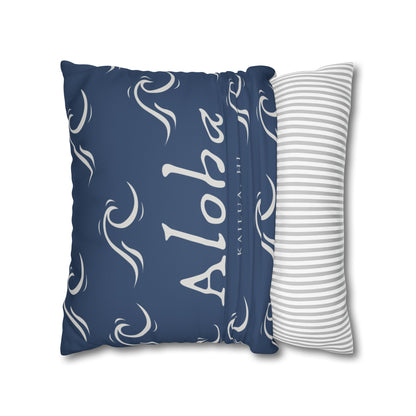 Aloha Wave Faux Suede Throw Pillow Cover | Island-Inspired Accent Pillow