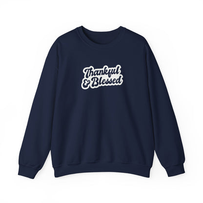 Thankful and Blessed crewneck sweatshirt in Navy by Global Village Kailua