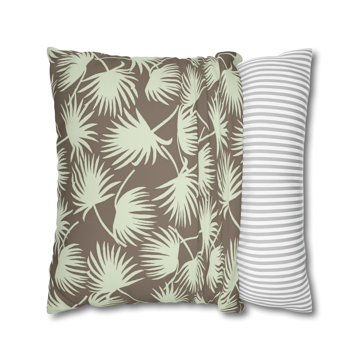 Fan Palm Mocha & Mint Faux Suede Pillow Cover