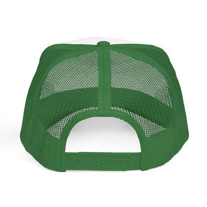 Green mesh cap on a white background