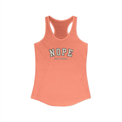 Coral tank top with 'NOPE NOT TODAY' text on a white background