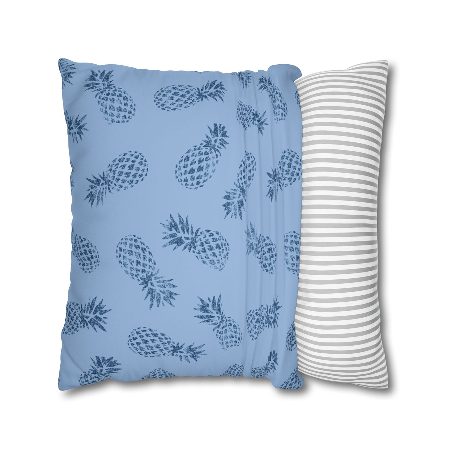 Blue Pineapple Faux Suede Pillow Cover
