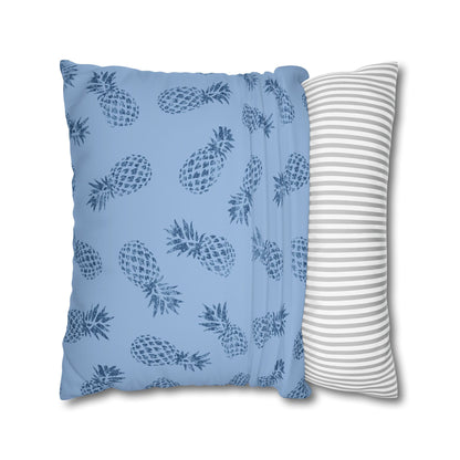 Blue Pineapple Faux Suede Pillow Cover